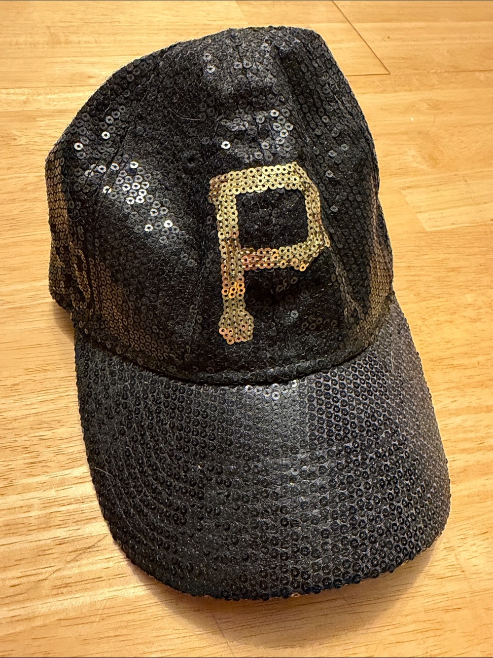 Victoria’s Secret PINK Black Sequin Baseball Cap w/ Gold Pittsburgh Pirates Logo